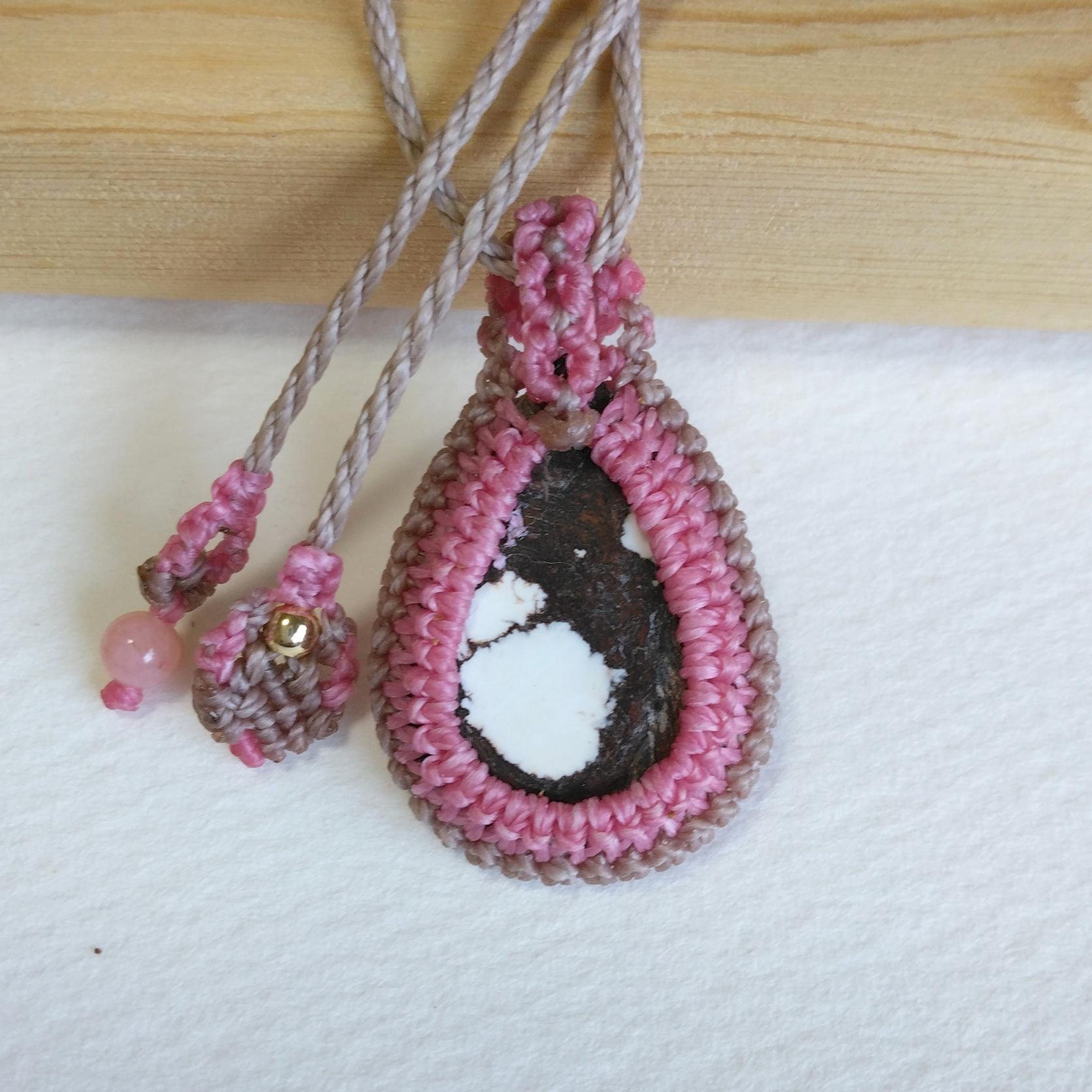 天然石ペンダント　ホワイトホース　マクラメ編み　MP88 | 6枚目