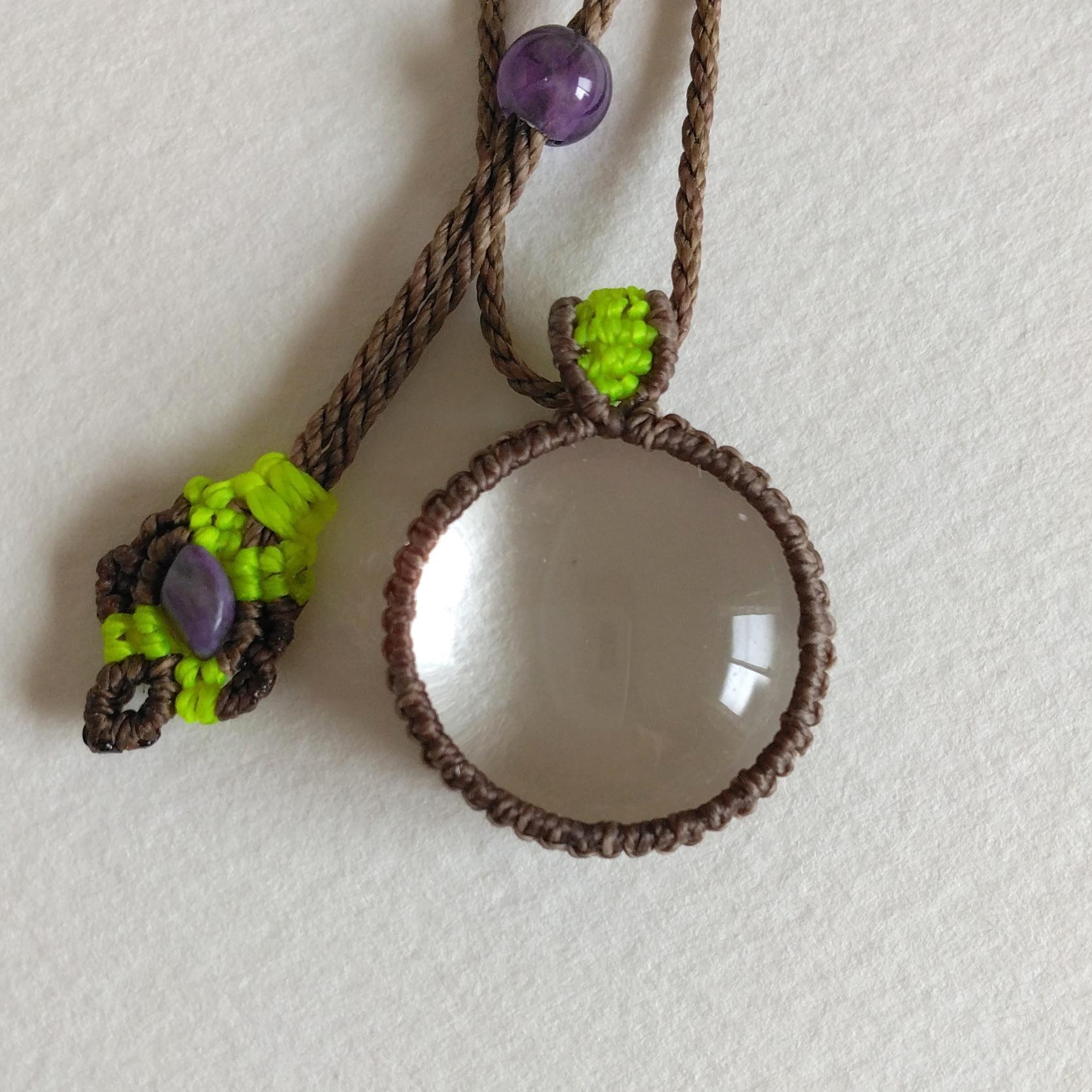 天然石ペンダント　水晶　マクラメ編み　MP90