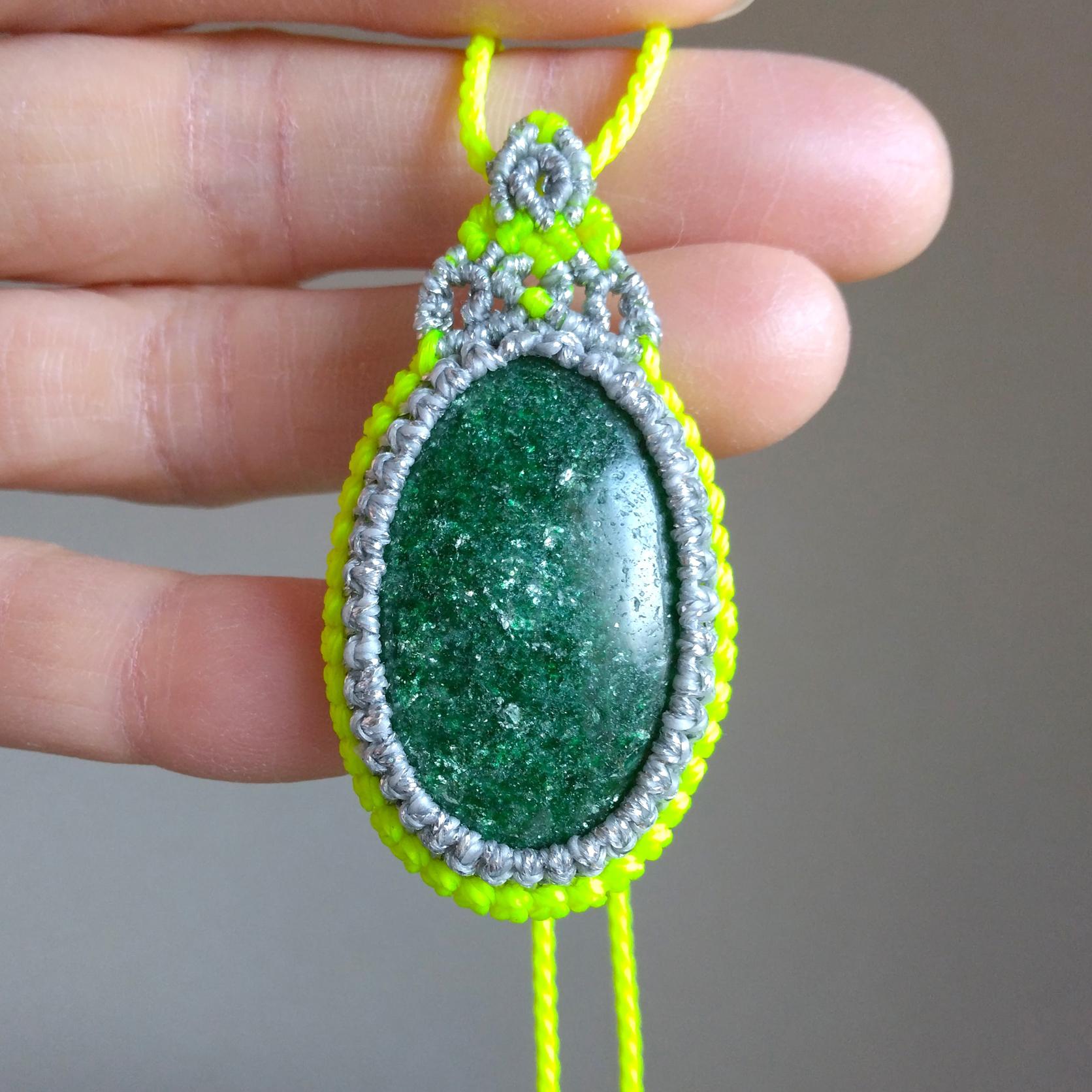 天然石ペンダント グリーンアベンチュリン マクラメ編み MP51 | 2枚目