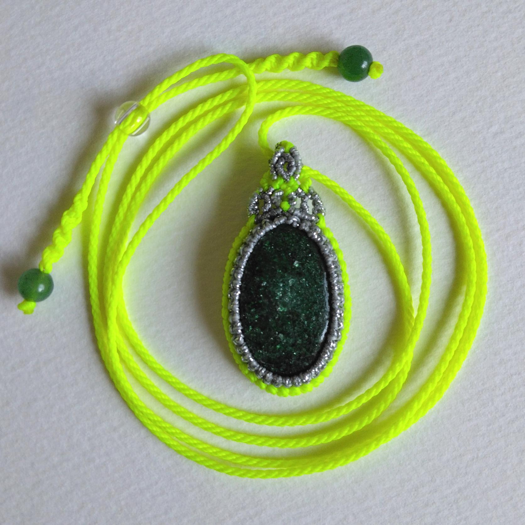 天然石ペンダント グリーンアベンチュリン マクラメ編み MP51 | 4枚目