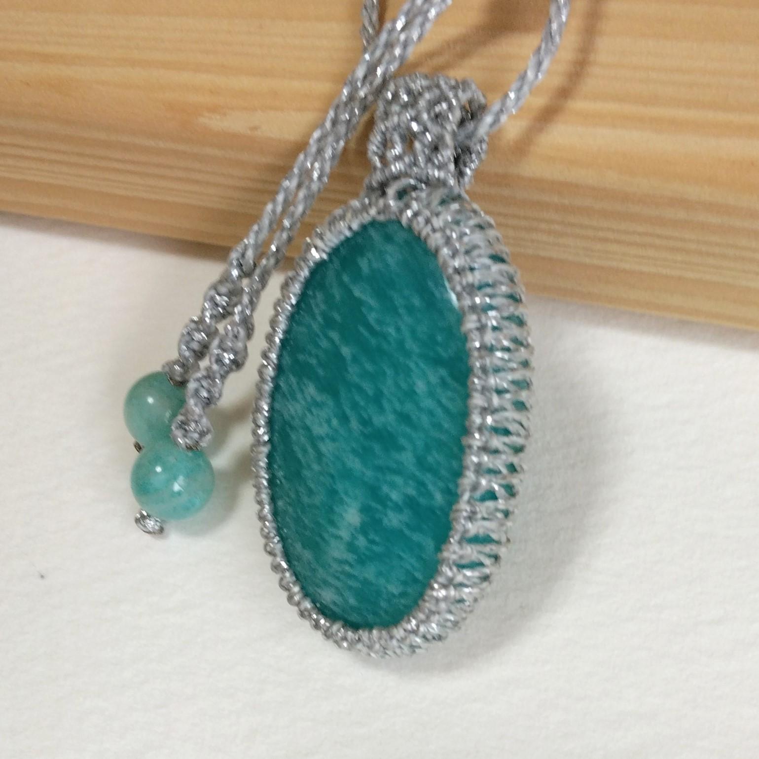 天然石ペンダント アマゾナイト マクラメ編み MP53 | 3枚目