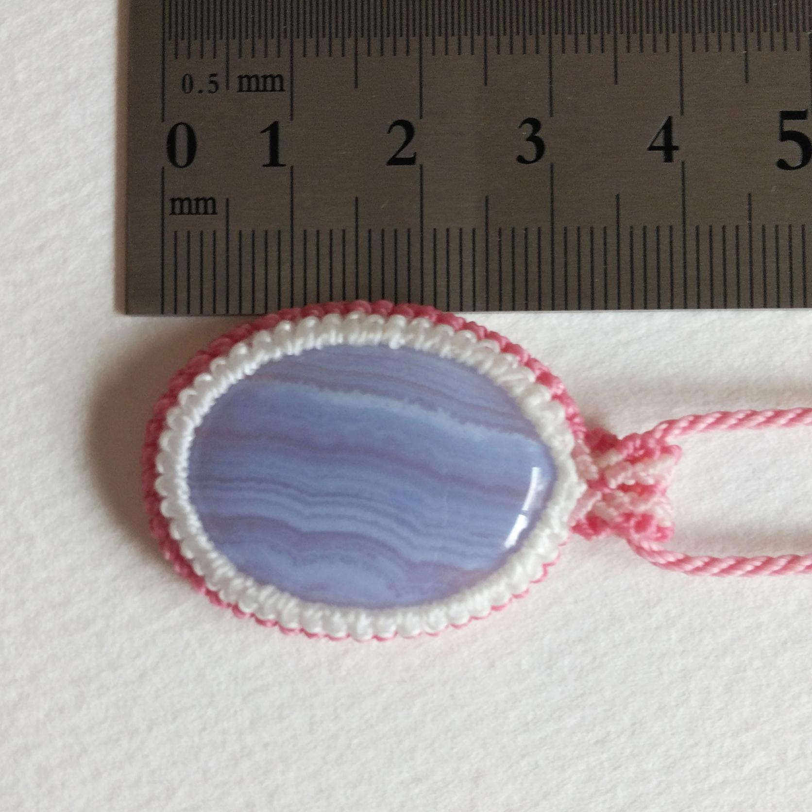 天然石ペンダント ブルーレースアゲート マクラメ編み MP54 | 5枚目