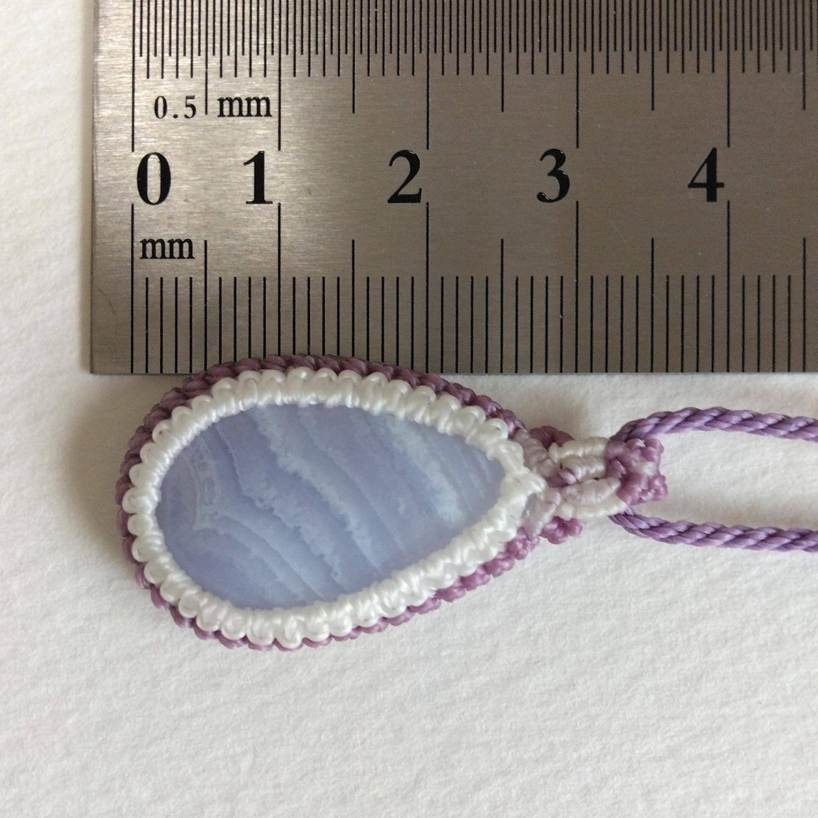 天然石ペンダント ブルーレースアゲート マクラメ編み MP56 | 5枚目