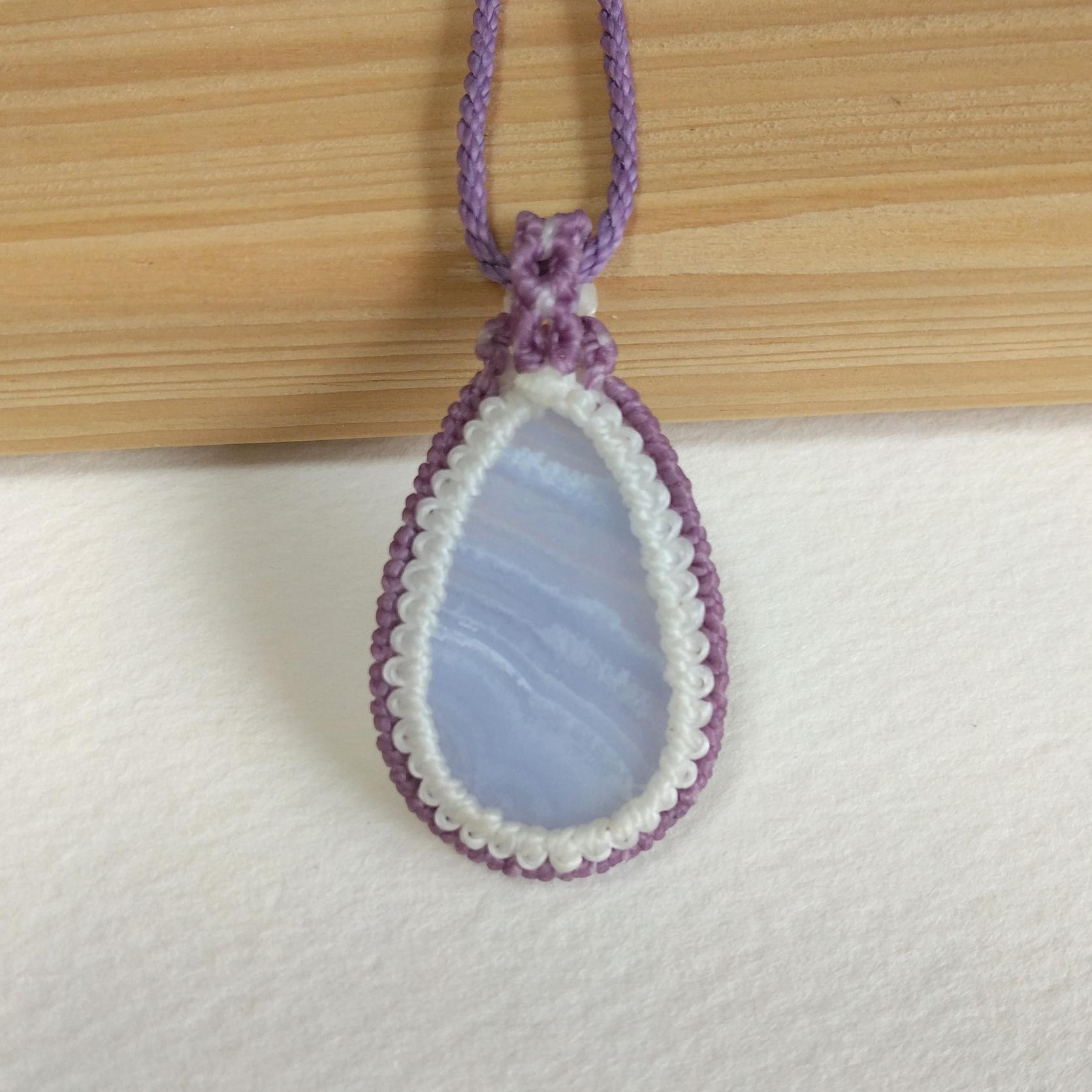 天然石ペンダント ブルーレースアゲート マクラメ編み MP56 | 6枚目