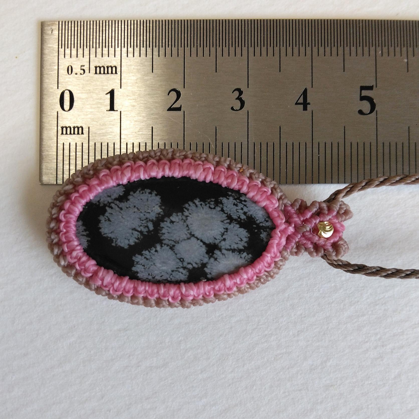 天然石ペンダント スノーフレークオプシディアン マクラメ編み MP86 | 5枚目