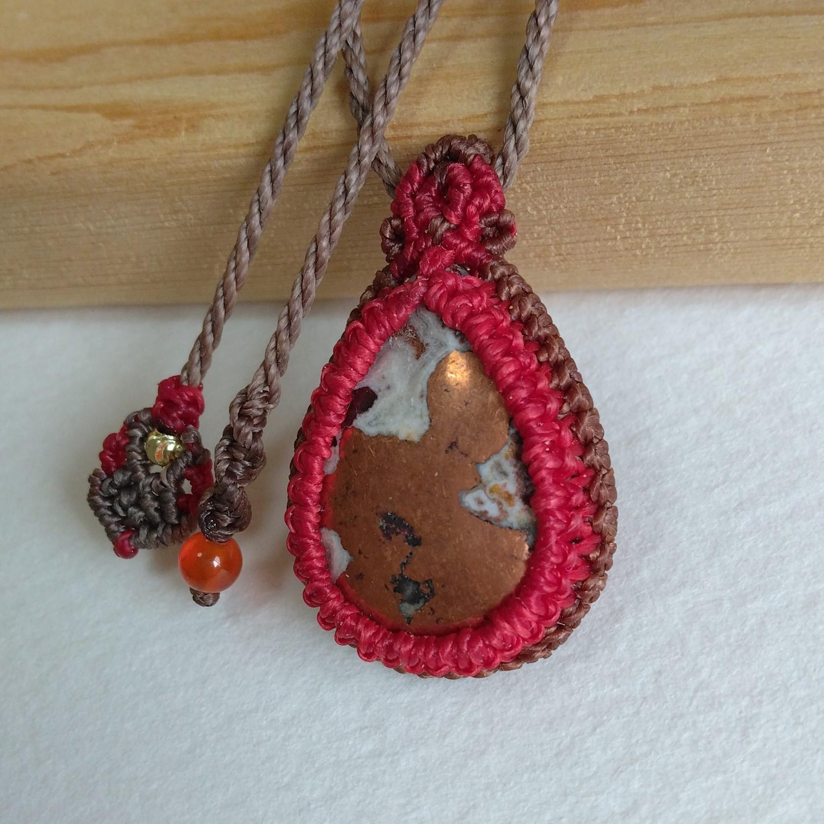 天然石ペンダント コッパードロマイト マクラメ編み MP87 | 3枚目