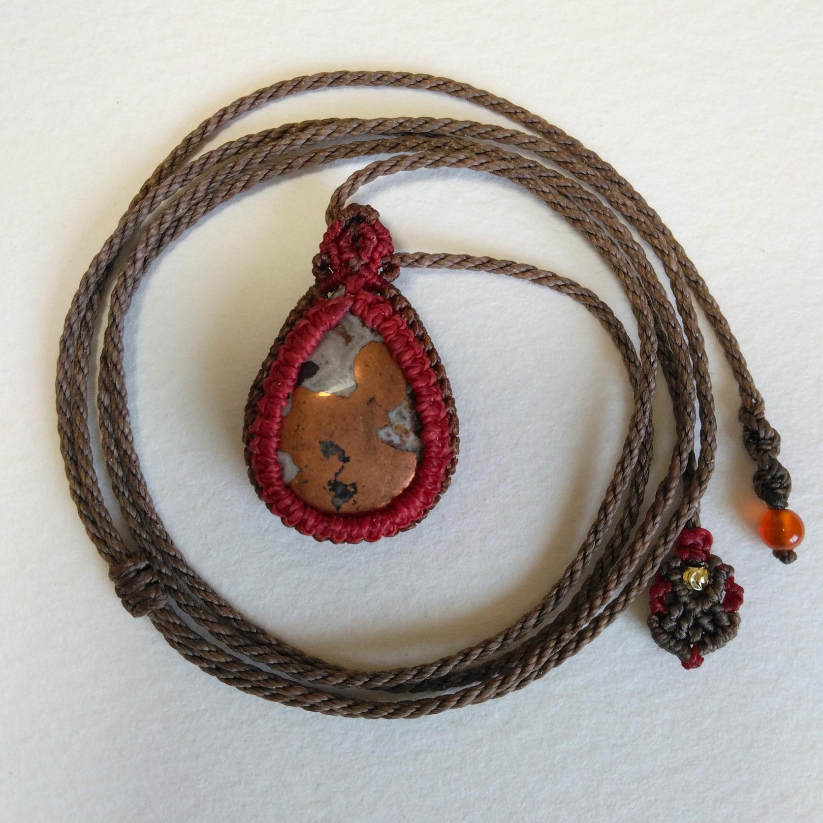 天然石ペンダント コッパードロマイト マクラメ編み MP87 | 4枚目