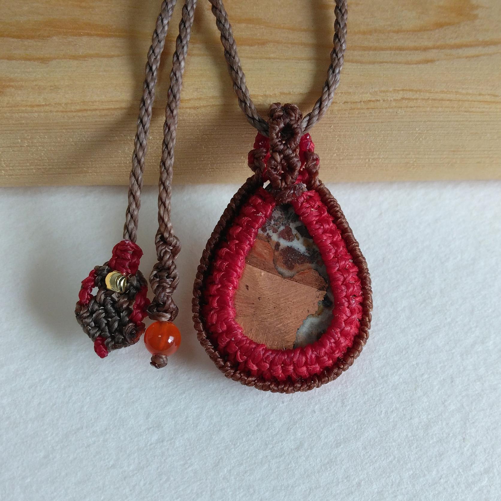 天然石ペンダント コッパードロマイト マクラメ編み MP87 | 6枚目
